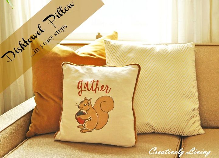 make a pillow out of a dishtowel, crafts, how to, repurposing upcycling, reupholster