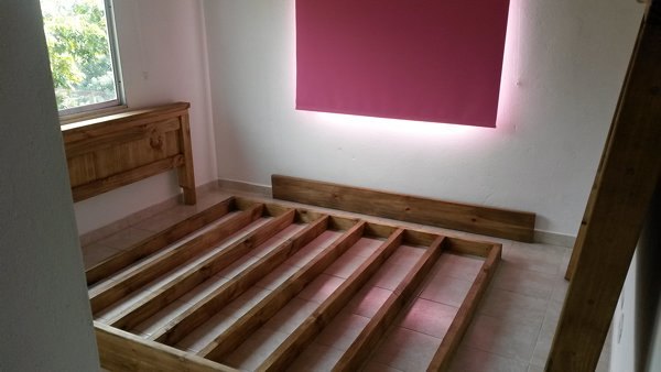 new bed completed, bedroom ideas, diy, woodworking projects