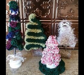 crochet christmas trees, christmas decorations, crafts
