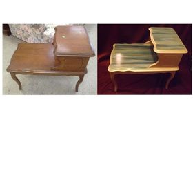 from restore step table to elagant grandma lego table spitchallenge, painted furniture, Here is the BEFORE and AFTER