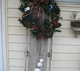 vintage sled christmas decoration, christmas decorations, seasonal holiday decor