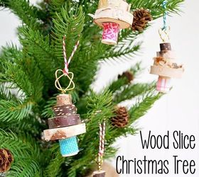 stacked wood slice christmas tree ornament, christmas decorations, seasonal holiday decor