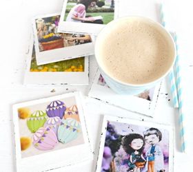 diy polaroid photo coasters with shabby chic touches, crafts, seasonal holiday decor, shabby chic