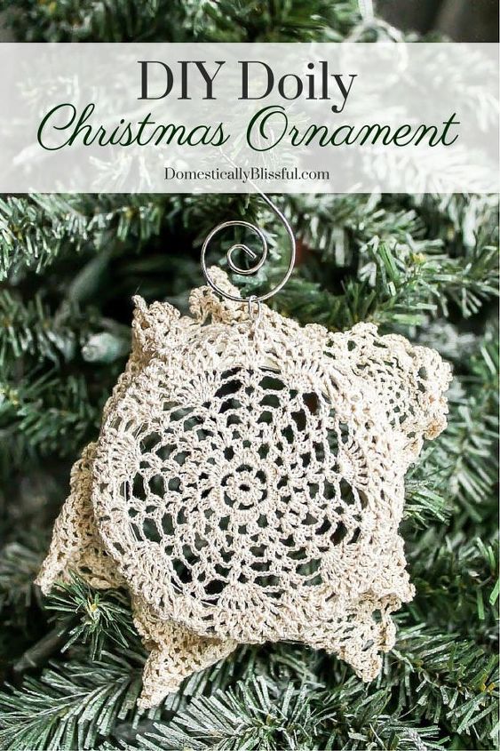diy doily christmas ornament, christmas decorations, crafts, repurposing upcycling, seasonal holiday decor