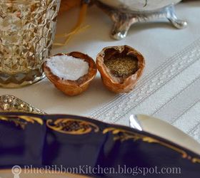thanksgiving walnut shell salt cellars, seasonal holiday decor, thanksgiving decorations