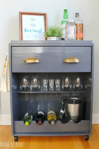 s 7 dresser hacks so gorgeous it s impossible to pick a favorite, painted furniture, Dark and Dapper Bar Cart