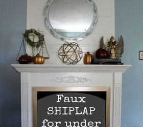 cheap and easy faux ship lap fireplace makeover diy for under 30, diy, fireplaces mantels, home decor, painting, wall decor