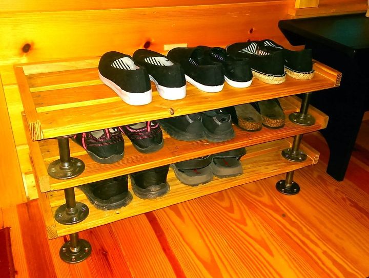 no more shoes littering the entry, diy, pallet, woodworking projects