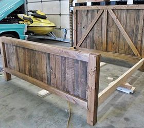 pallet wood up cycled into one heavy duty barn door bed, bedroom ideas, diy, pallet, rustic furniture, woodworking projects