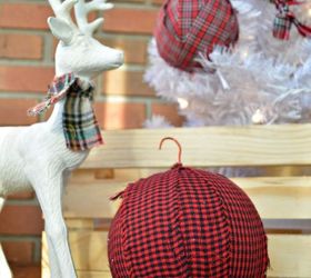 plaid rag ball ornaments, christmas decorations, seasonal holiday decor