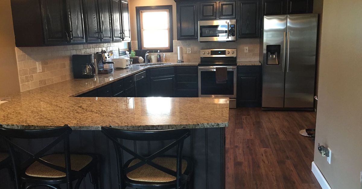 New Decor cabinets in a Benjamin Moore 'Distant Gray ... From Kitchen Island to Peninsula - Kitchen Remodel | Hometalk