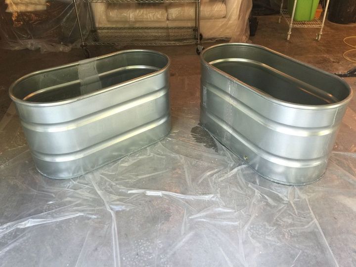 copper patina and rust container gardens, container gardening, repurposing upcycling, We started with basic galvanized tubs