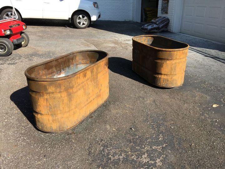 copper patina and rust container gardens, container gardening, repurposing upcycling