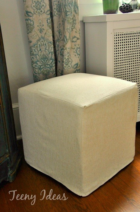 how to slipcover an ottoman, how to, reupholster