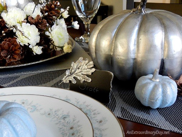 create a spectacular silver thanksgiving centerpiece, crafts, seasonal holiday decor, Make your Thanksgiving tablescape spectacular