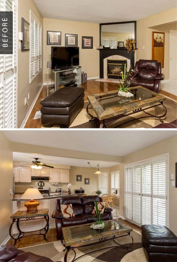 a sala de estar recebe uma reforma aconchegante antes e depois