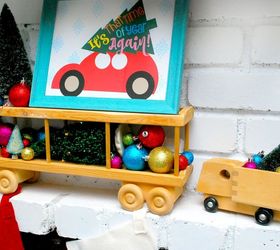 christmas trees on cars mantle decor and printable, christmas decorations, crafts, fireplaces mantels, seasonal holiday decor