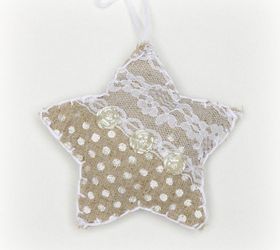 handmade christmas ornaments shabby chic linen stars, christmas decorations, seasonal holiday decor, shabby chic