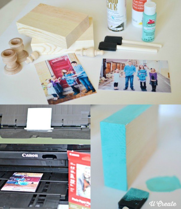 diy wooden block photo frames, crafts, decoupage