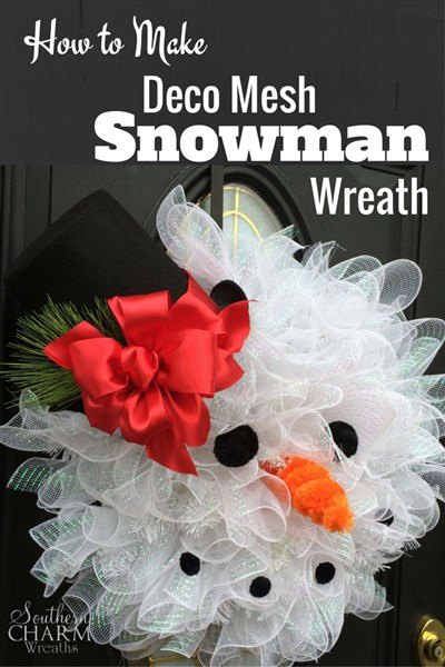 how to make deco mesh snowman wreath, crafts, how to, seasonal holiday decor, wreaths