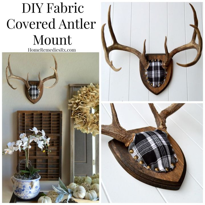 fabric covered antler mount, crafts, reupholster, wall decor