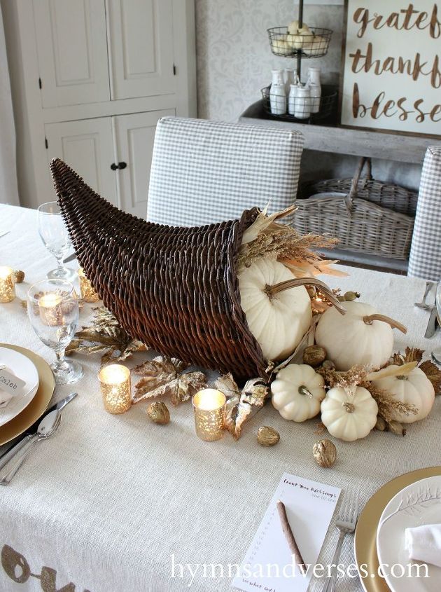 count your blessings cornucopia thanksgiving tablescape, seasonal holiday decor, thanksgiving decorations