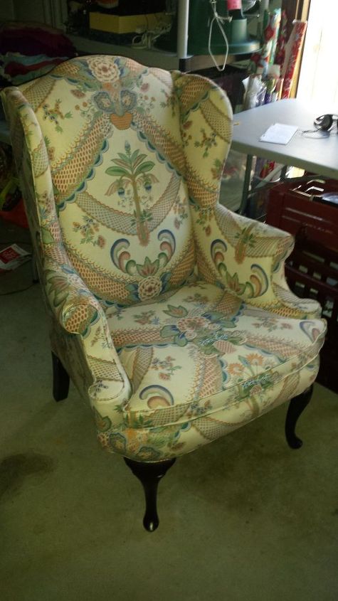 q yard sale wing back chair, painted furniture, repurpose furniture, reupholster