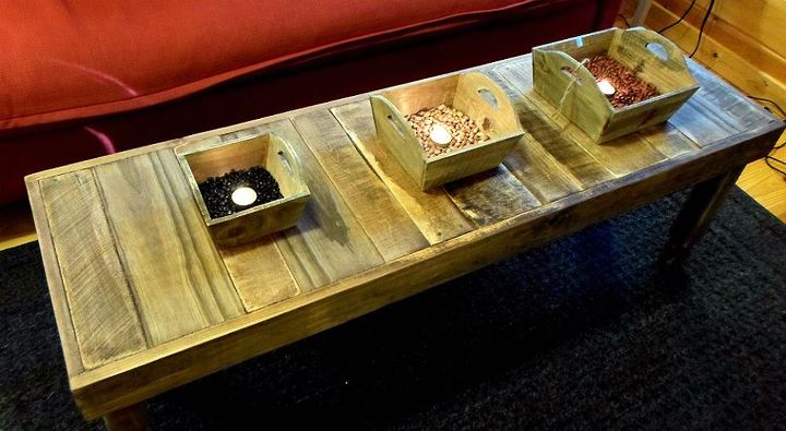 the skinny long of this coffee table, diy, pallet, rustic furniture, woodworking projects