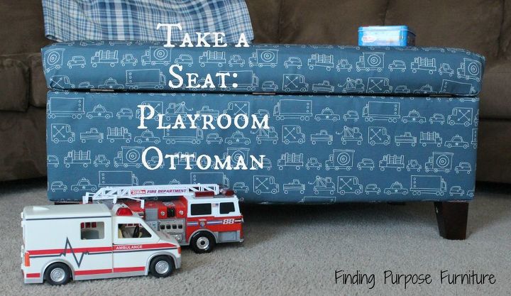 take a seat playroom ottoman with minted fabric, entertainment rec rooms, reupholster