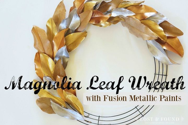 metallic painted leaf magnolia wreath, christmas decorations, crafts, seasonal holiday decor, wreaths