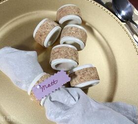 easy cork napkin ring place cards, crafts, seasonal holiday decor