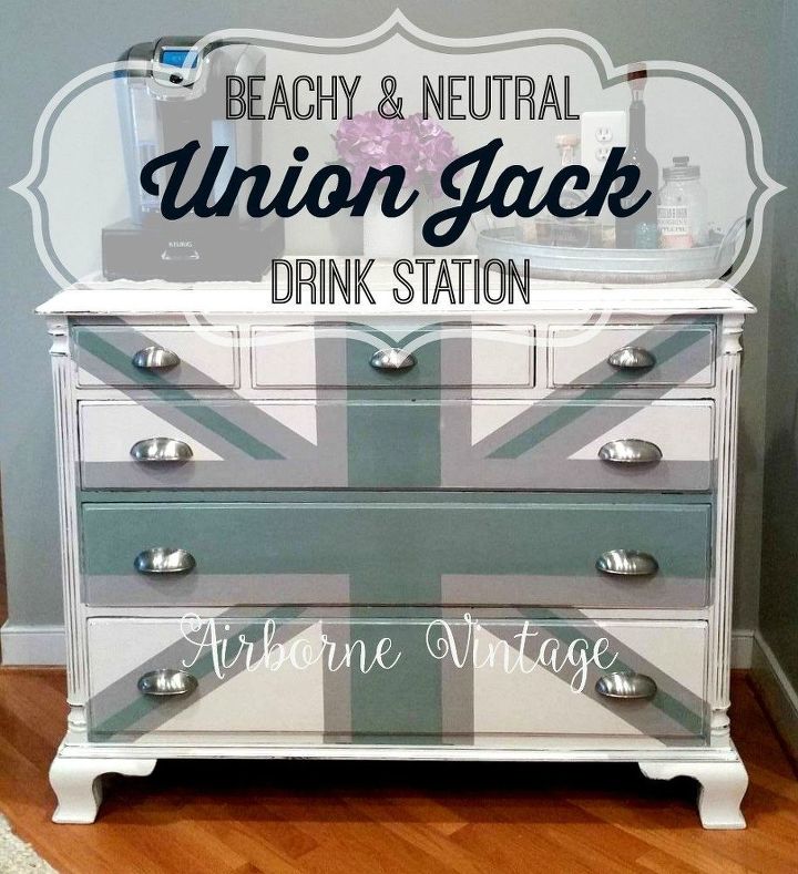 beachy neutral union jack dresser, painted furniture