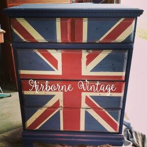 beachy neutral union jack dresser, painted furniture