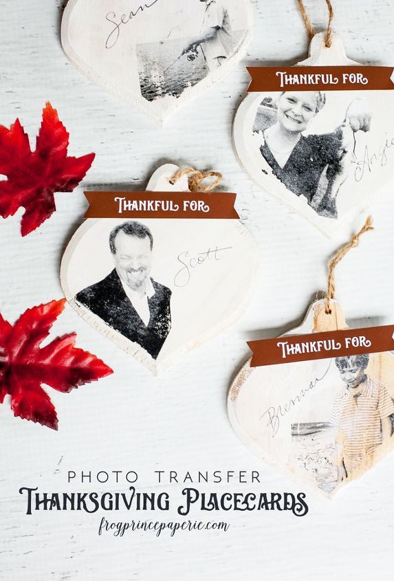 photo transfer ornament placecards, christmas decorations, seasonal holiday decor, thanksgiving decorations