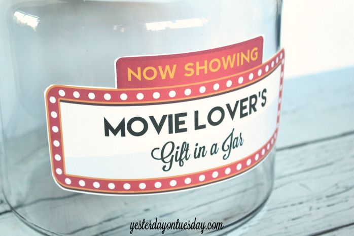 regalo para amantes del cine en un tarro