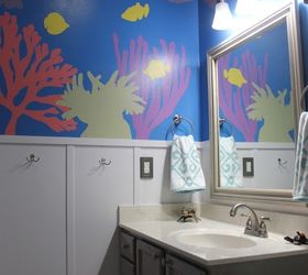 diy under the sea themed kid s bathroom, bathroom ideas, painting