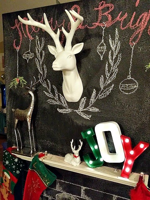 diy chalkboard faux fireplace, chalkboard paint, christmas decorations, crafts, fireplaces mantels, painting, seasonal holiday decor