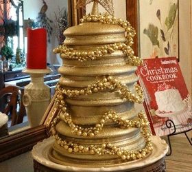s 20 fake christmas trees you ll wish you d seen sooner, christmas decorations, repurposing upcycling, seasonal holiday decor, Stacked and Stunning Pot Lids