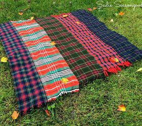 diy plaid throw blanket from vintage wool scarves, crafts