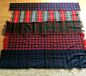 diy plaid throw blanket from vintage wool scarves, crafts