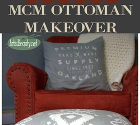 beat up mcm mini ottoman makeover, how to, repurposing upcycling, reupholster