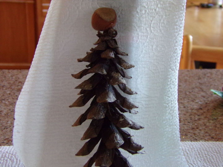 pinecone angel, crafts, seasonal holiday decor, Pinecone and hazelnut