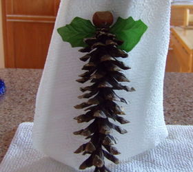 pinecone angel, crafts, seasonal holiday decor, Silk leafs added