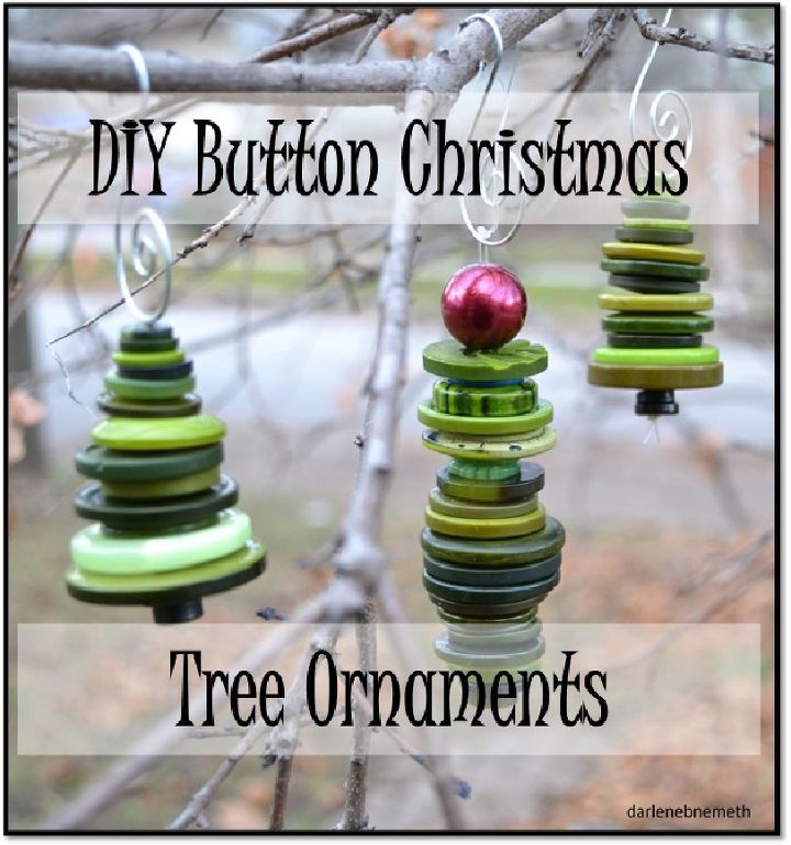 adorable christmas tree ornaments made from buttons, christmas decorations, seasonal holiday decor