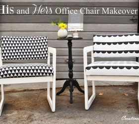 his hers chair makeover, painted furniture, reupholster