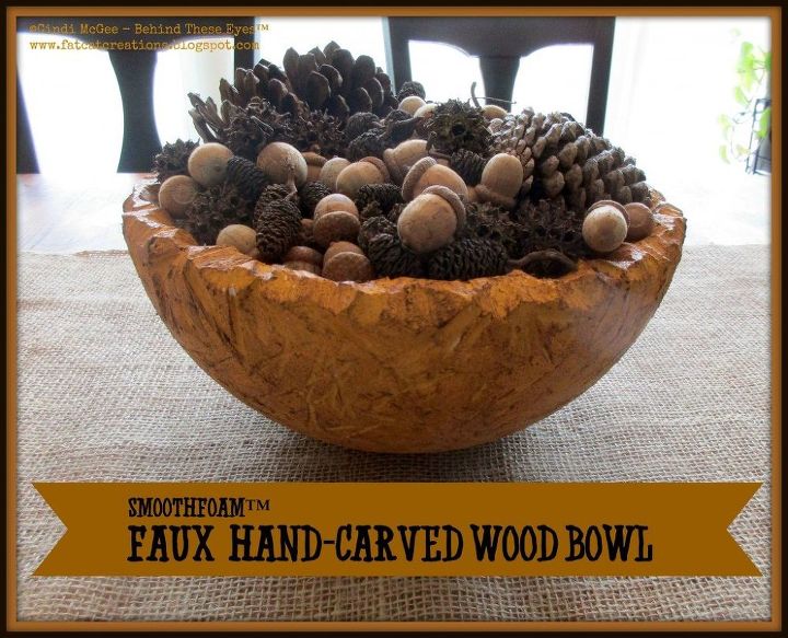 diy faux hand carved wood bowl, crafts