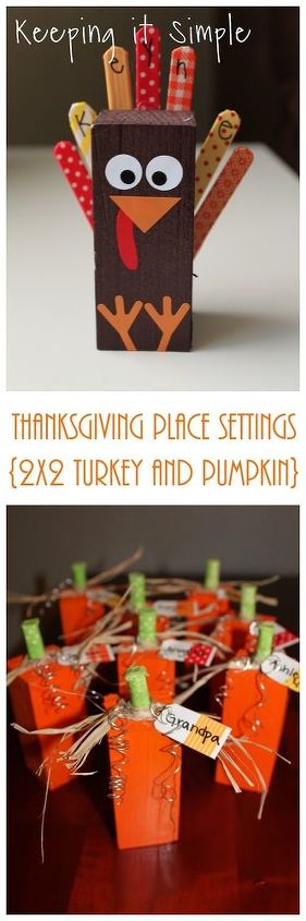 thanksgiving place settings 2x2 wood turkey and pumpkin, crafts, thanksgiving decorations