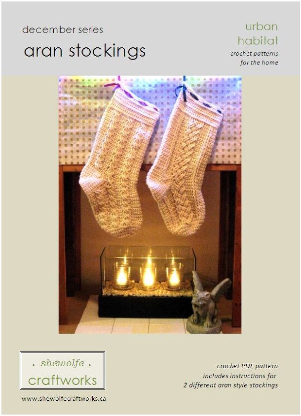 december series aran stockings crochet pattern, christmas decorations, crafts, seasonal holiday decor