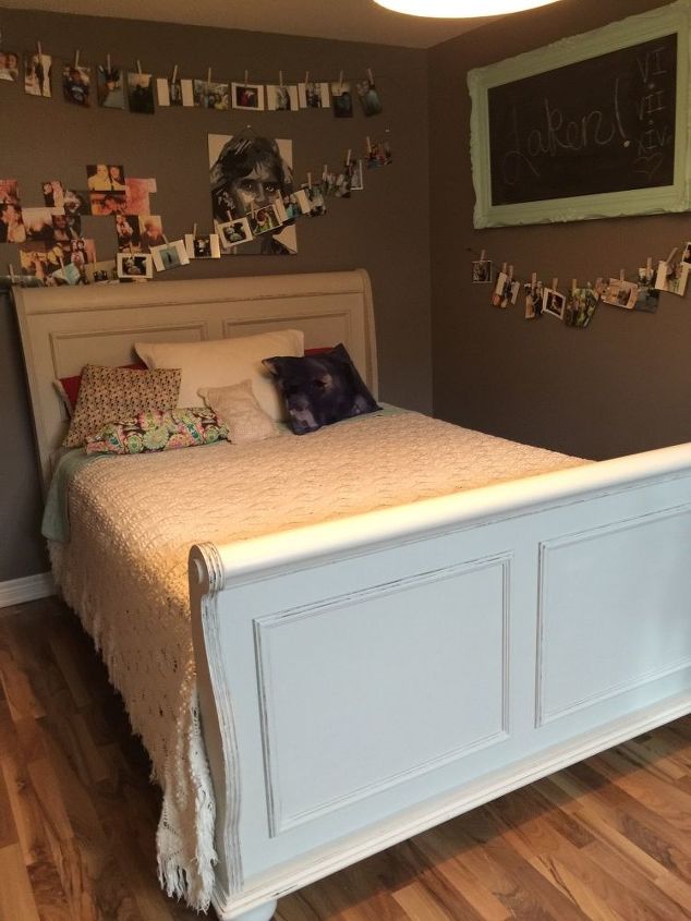 teen room make over, bedroom ideas, painted furniture, The finished bed