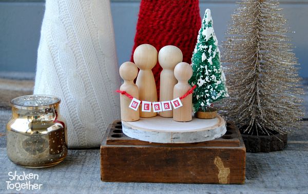 mini christmas wooden family, christmas decorations, crafts